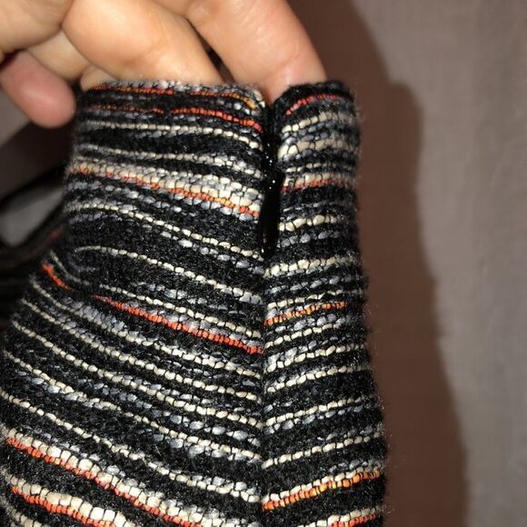 LOFT 10 Horizontal Stripes Multicolored Tweed Mini Skirt with Fringe Inset - Picture 6 of 12